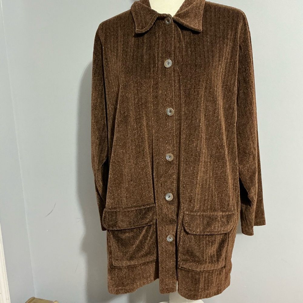 Cervelle Brown corduroy Women's zip up long shirt/jacket size 1X